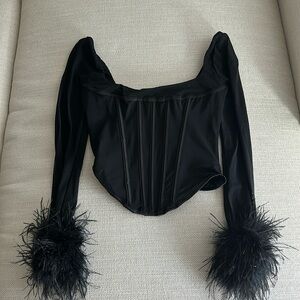 House of CB Black Corset Crop Top. Size Small